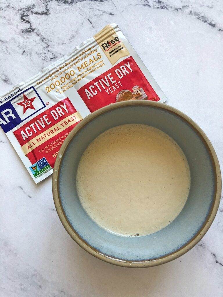 Active dry yeast proofing in water.