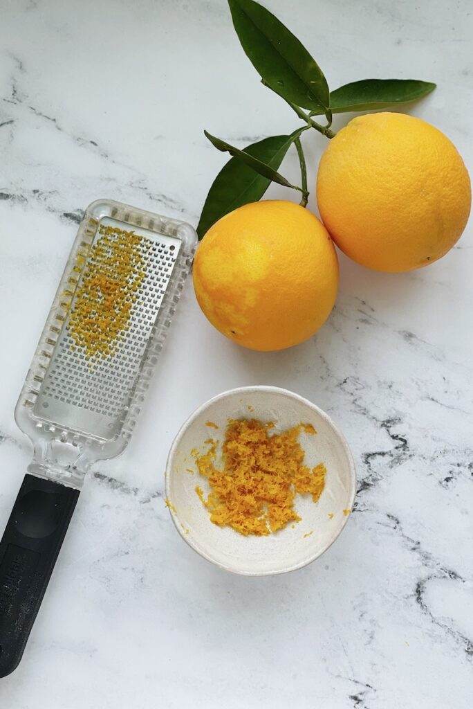 Oranges zested.