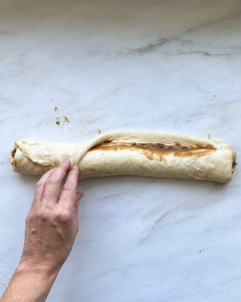Biscoff Cinnamon Rolls rolled up.