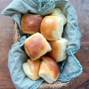 Parker House Rolls in a basket