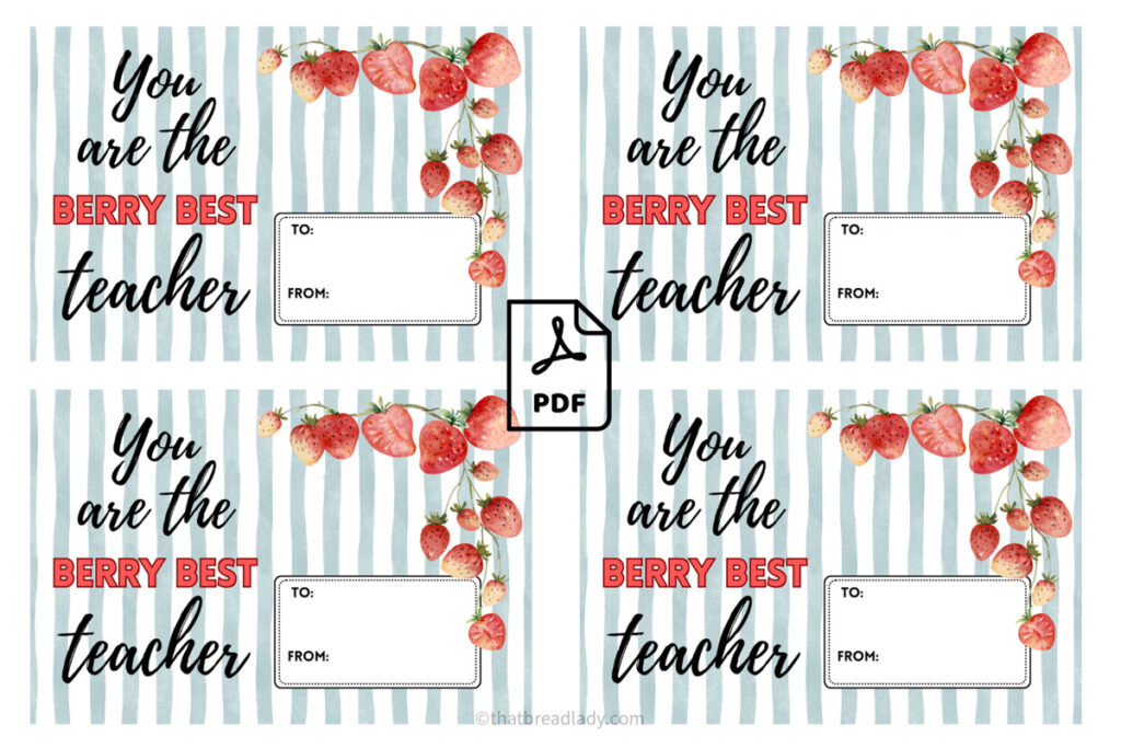 Four images of a gift tag on one page for a pdf printable.